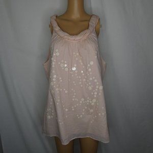 LOFT Pink Sleeveless Blouse with White Accents